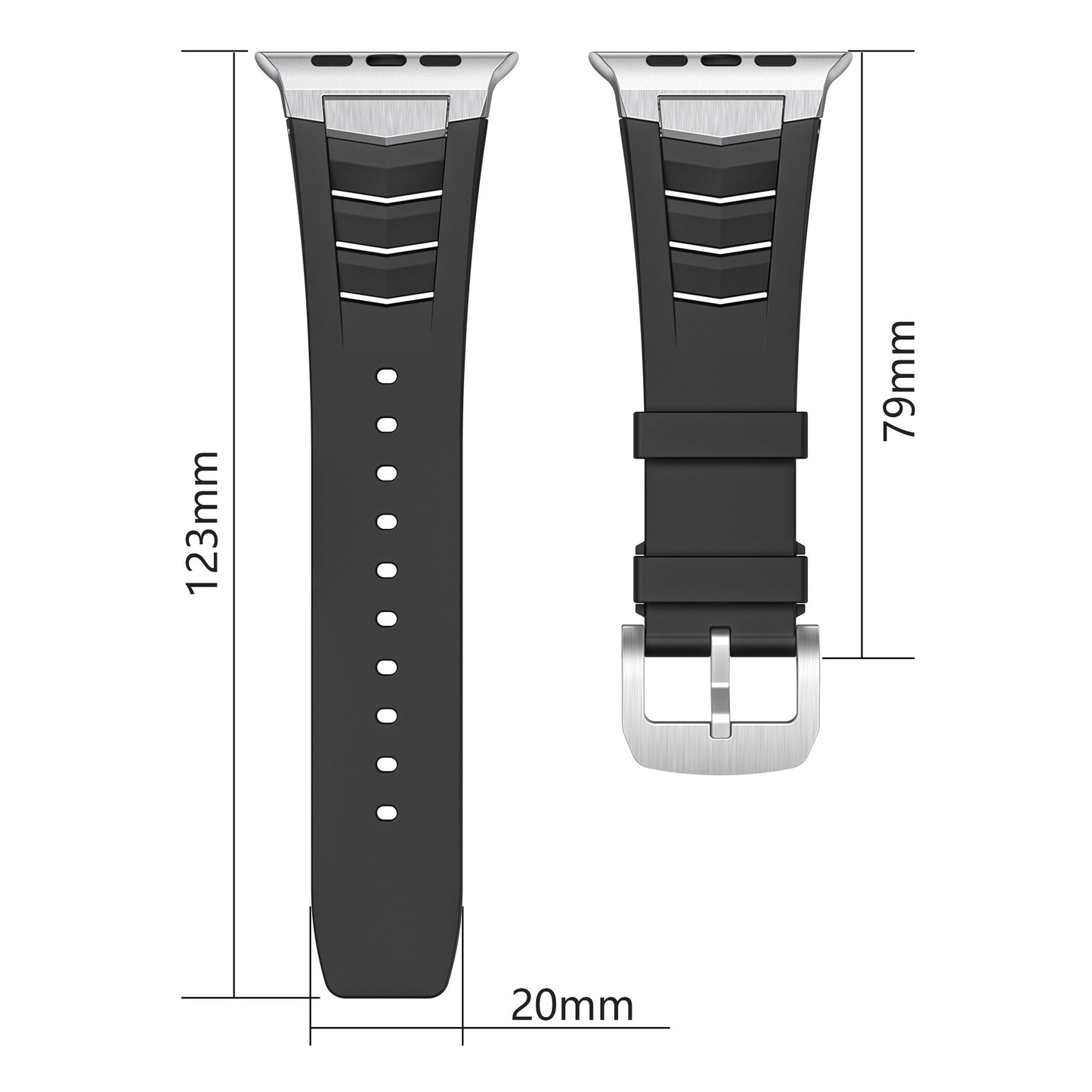 Alloy Fluorine Rubber New Sports Watch Strap