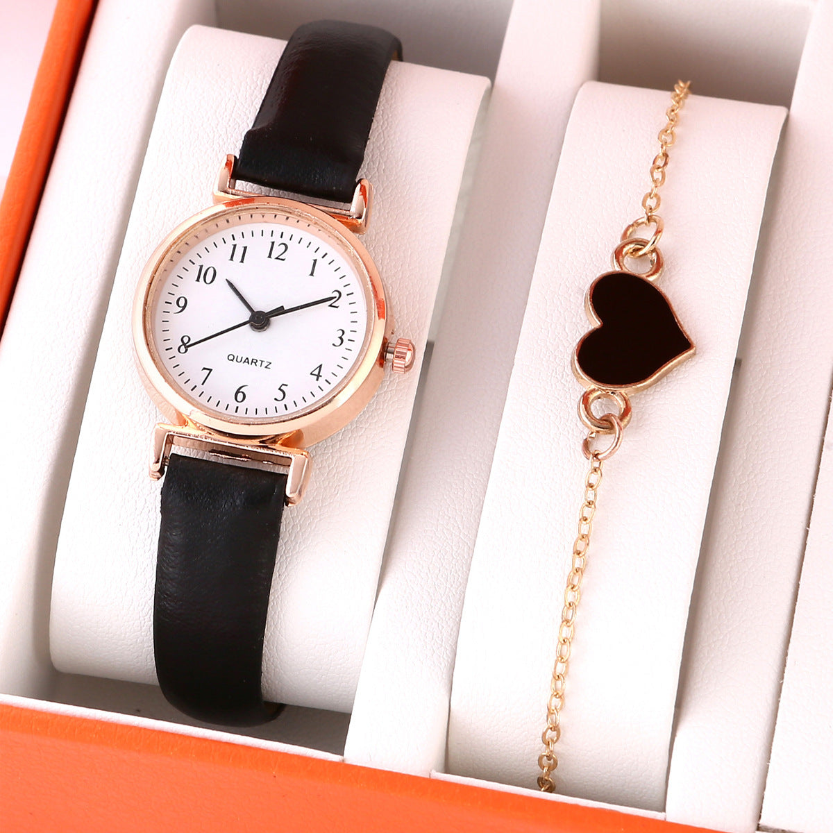 Lady Temperament Heart Bracelet Quartz Watch Suit